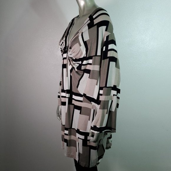 Ellos Womens Top Plus Size 5X Stretch Deep V-Neck Gathered Front Multicolor - Picture 3 of 6